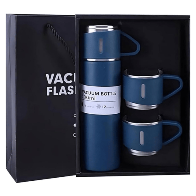 Set de termo de acero inoxidable de 500 ml con triple taza