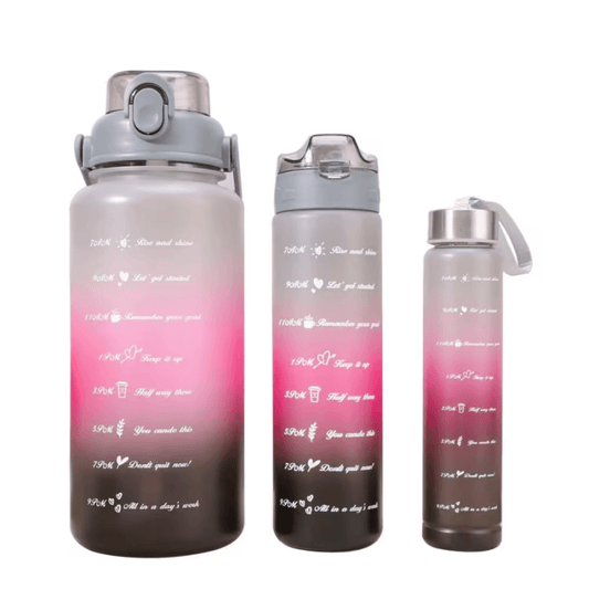 Set de Botellas Deportivas Grises en 3 Tamaños