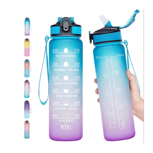 Botella motivacional 1L con citas y sello de tiempo