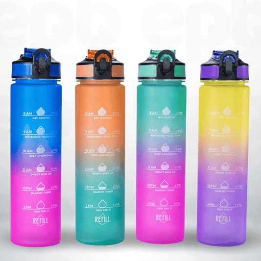 Botella motivacional 1L con citas y sello de tiempo